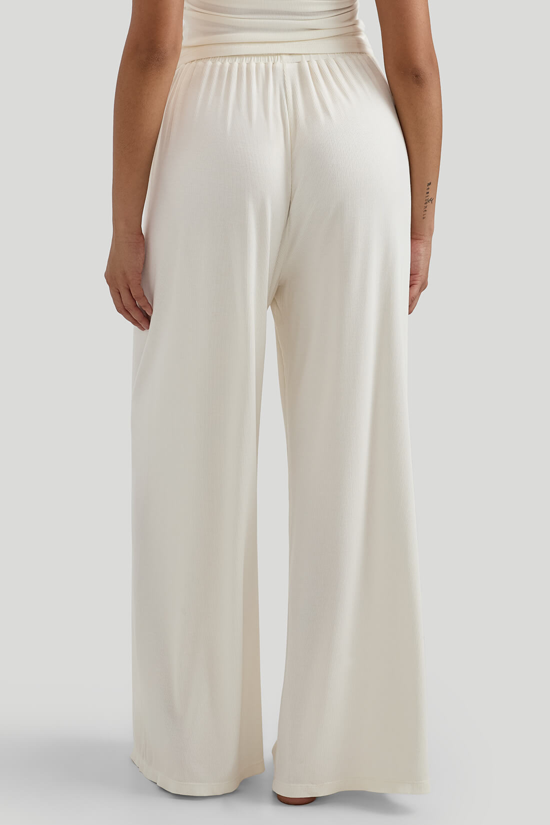 V-neck Casual Set With Wide Leg Pants