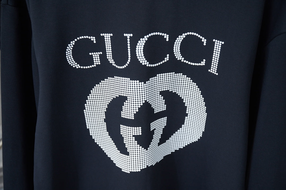 1126 Interlocking double G bead printed pullover round neck hoodie