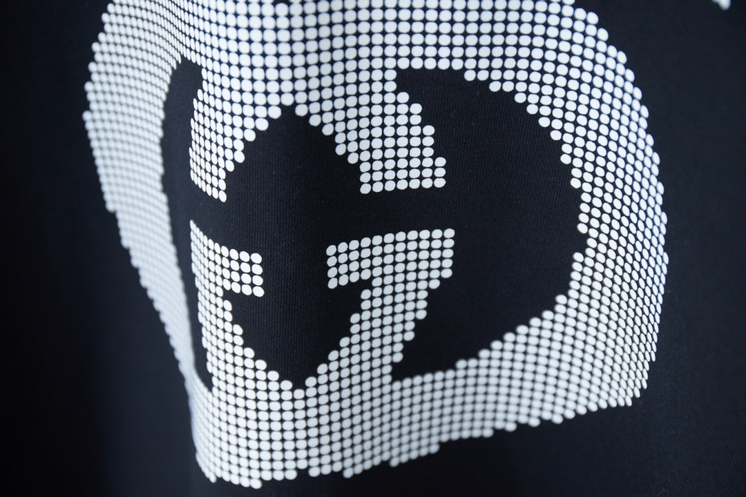 1126 Interlocking double G bead printed pullover round neck hoodie