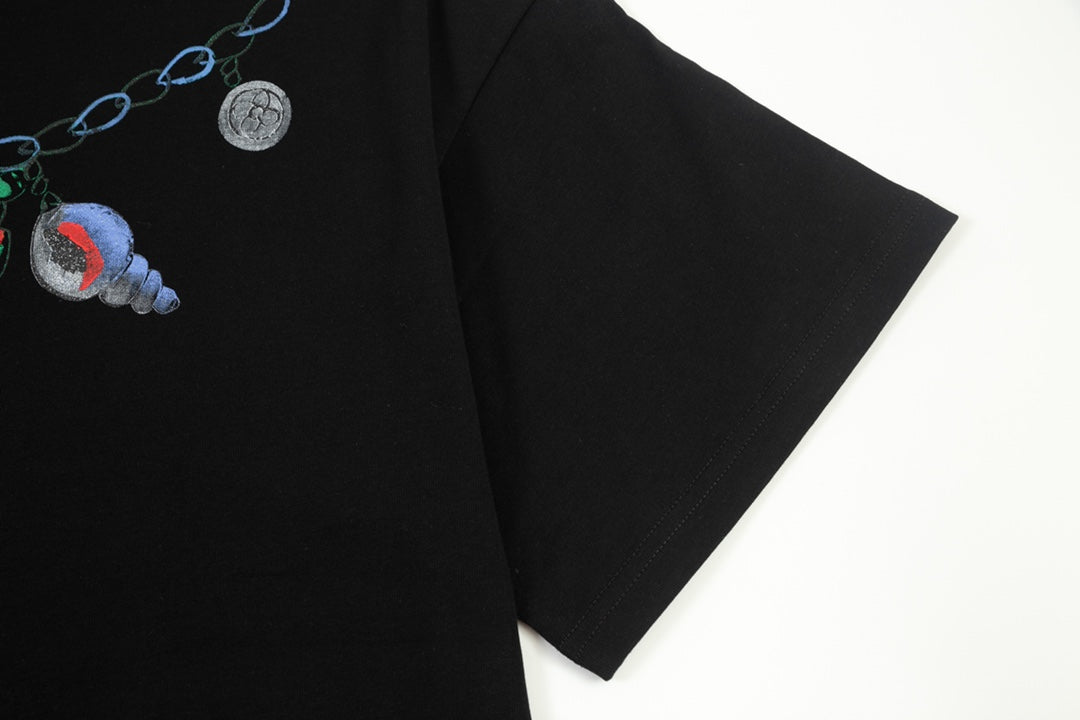 1203 New necklace hand printed T-shirt