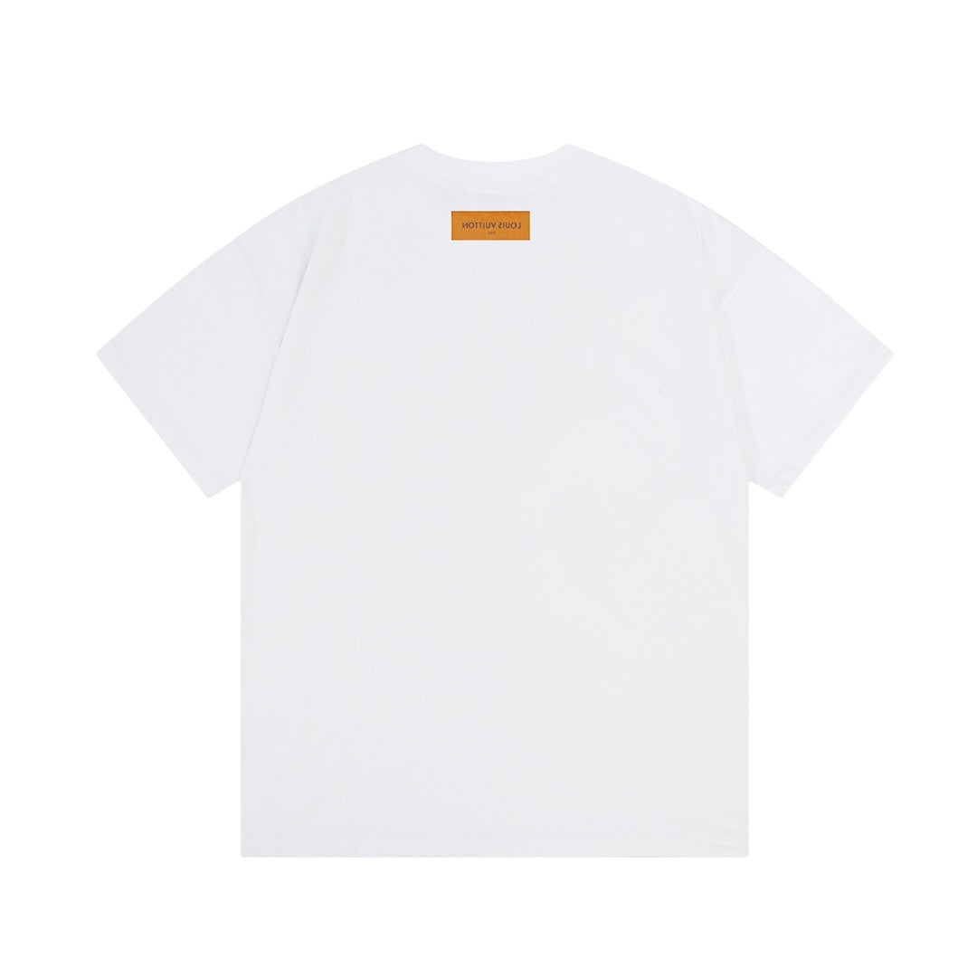 1211 New neckline letter three-dimensional embossed T-shirt