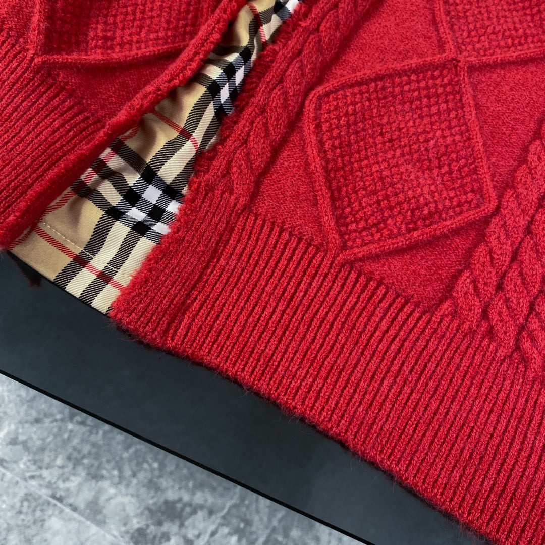 1219 New black patchwork classic plaid ripped craft sweater