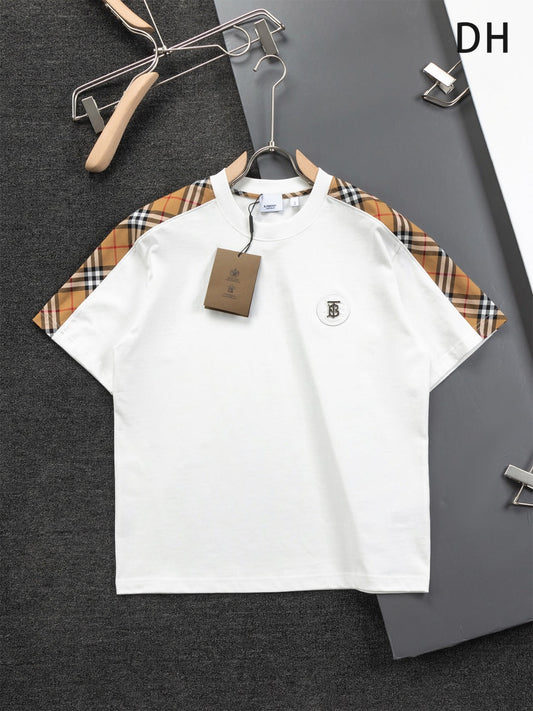 250218 New classic plaid patchwork T-shirts