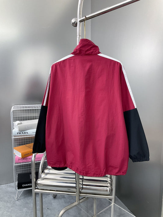 250224 New red patchwork slogan hardshell jacket