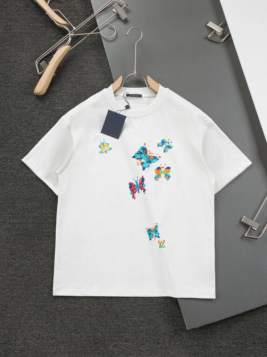 250325 New colorful embroidered butterfly T-shirt