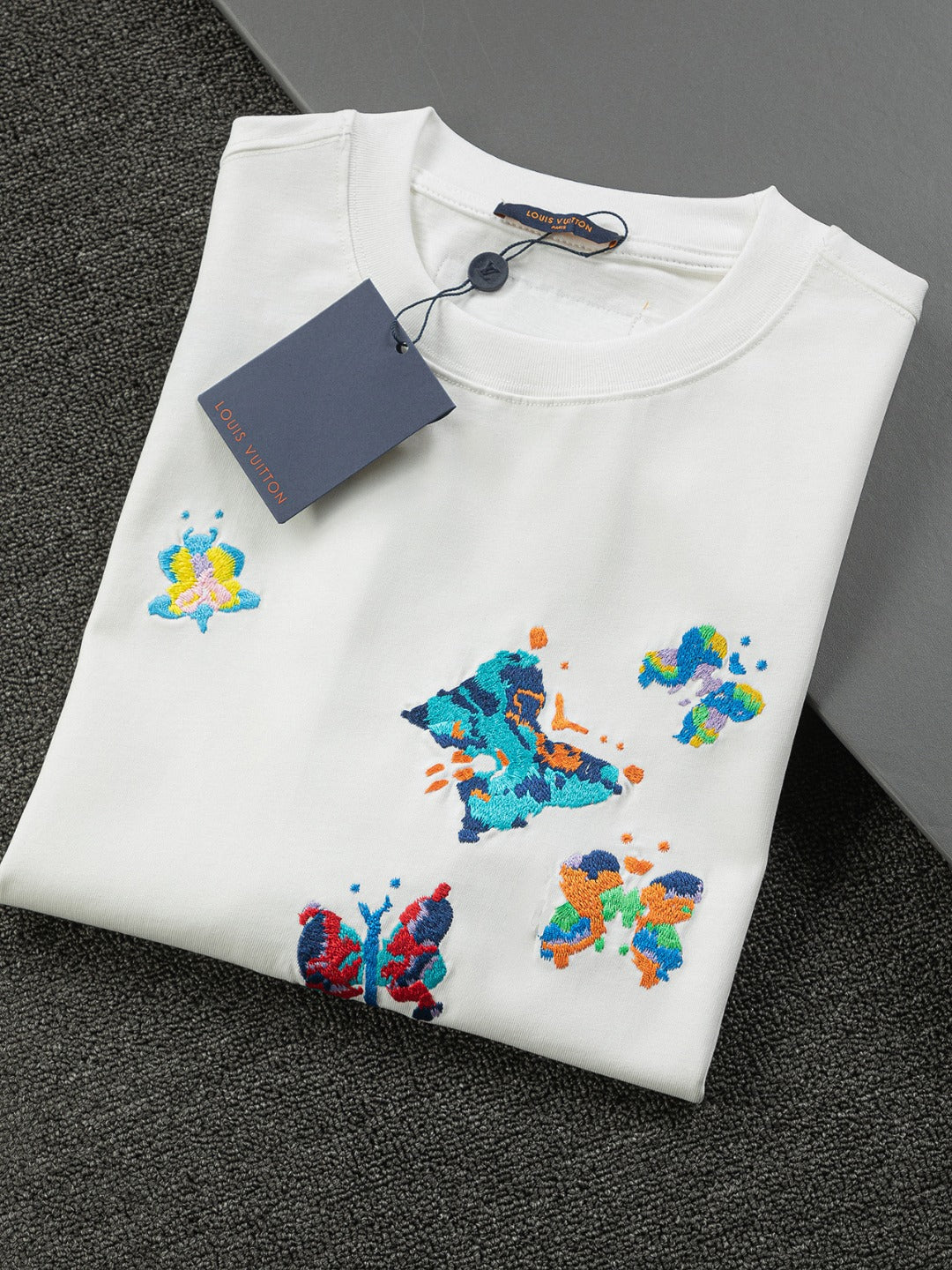 250325 New colorful embroidered butterfly T-shirt
