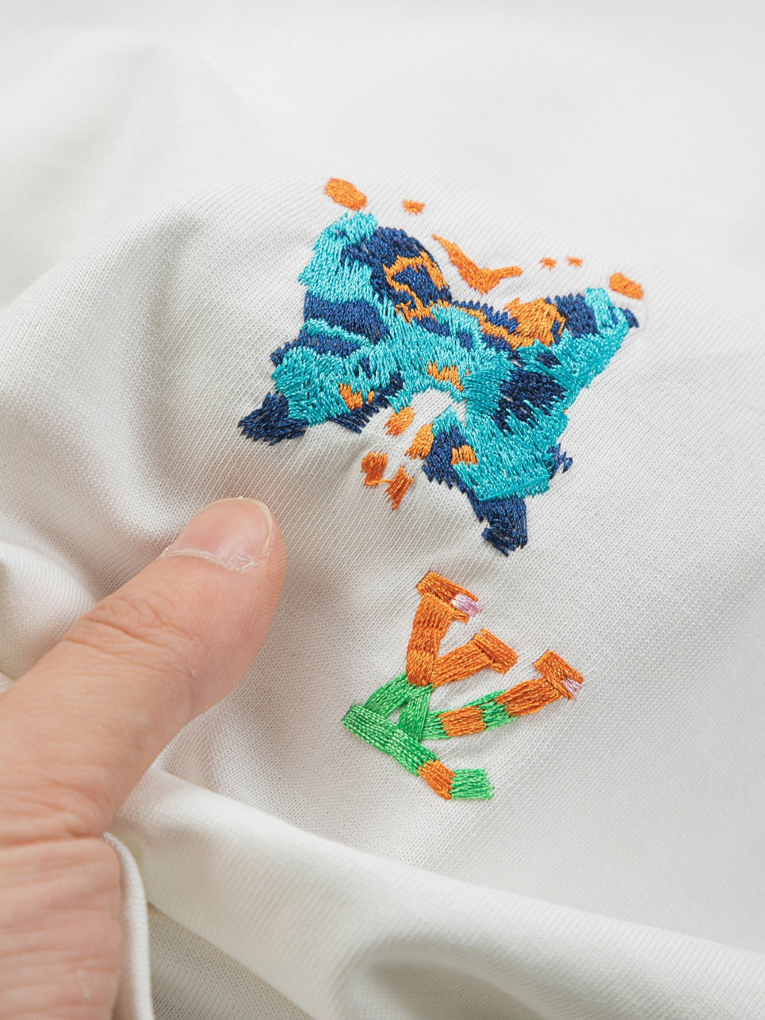 250325 New colorful embroidered butterfly T-shirt
