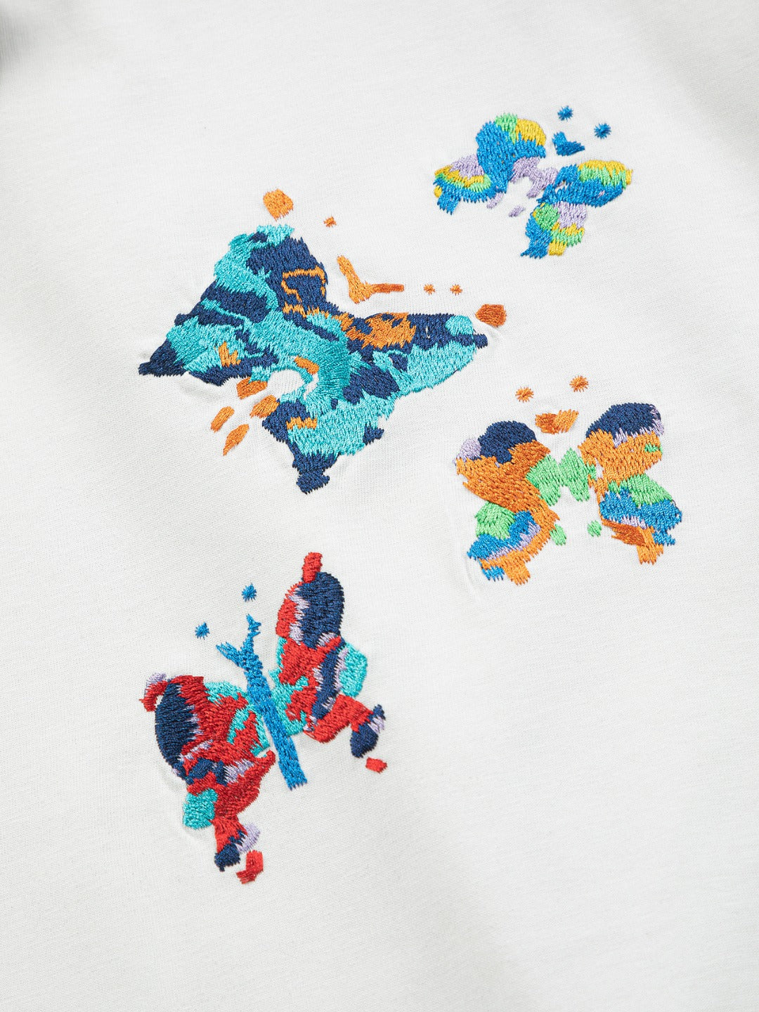 250325 New colorful embroidered butterfly T-shirt