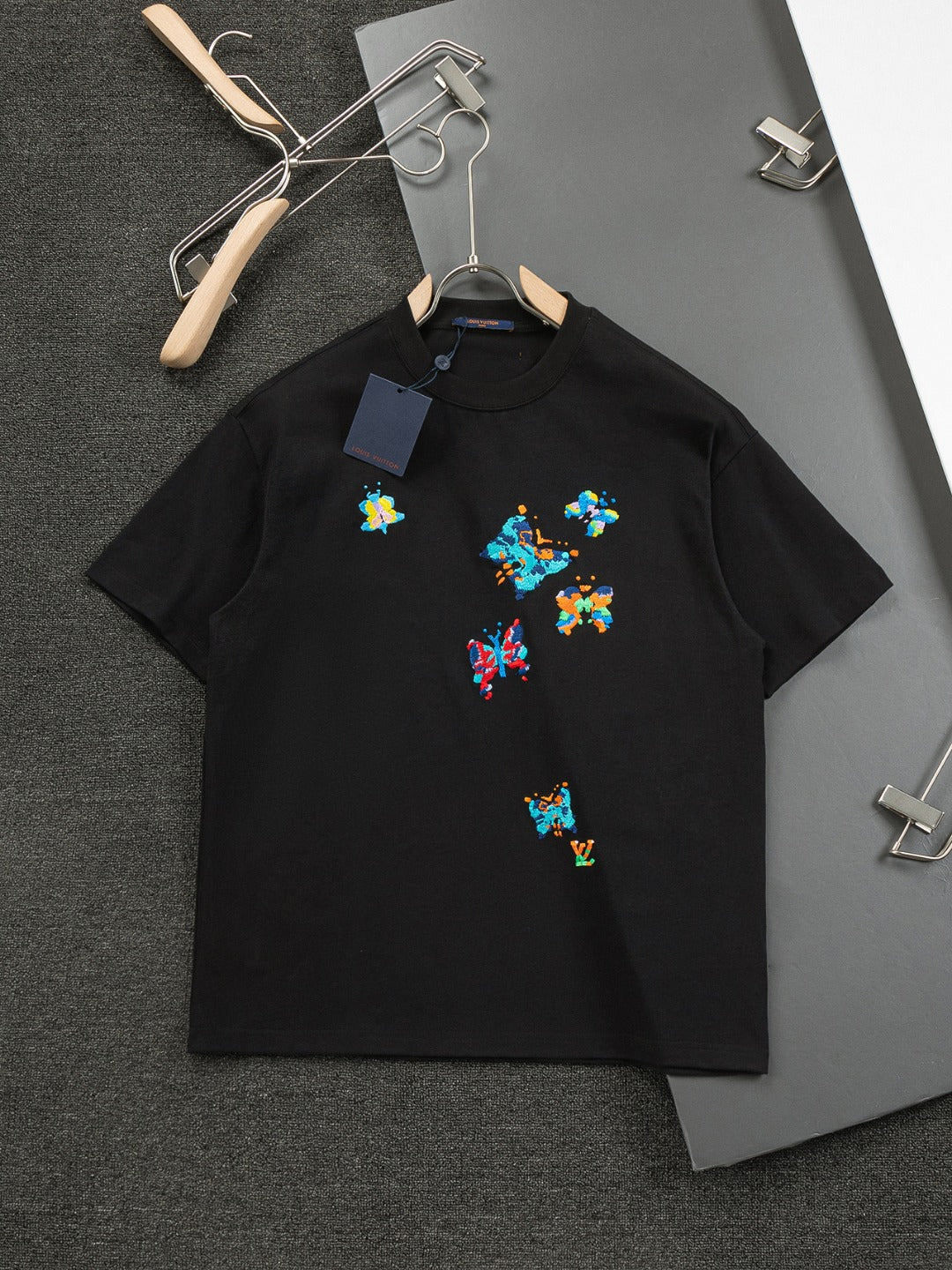 250325 New colorful embroidered butterfly T-shirt