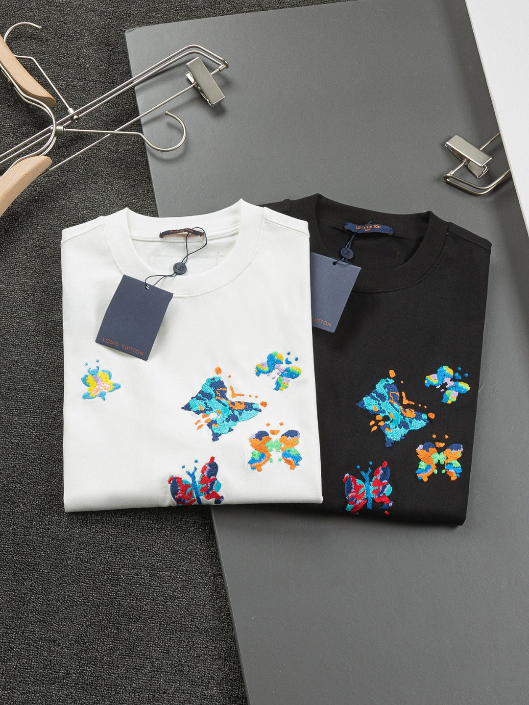 250325 New colorful embroidered butterfly T-shirt