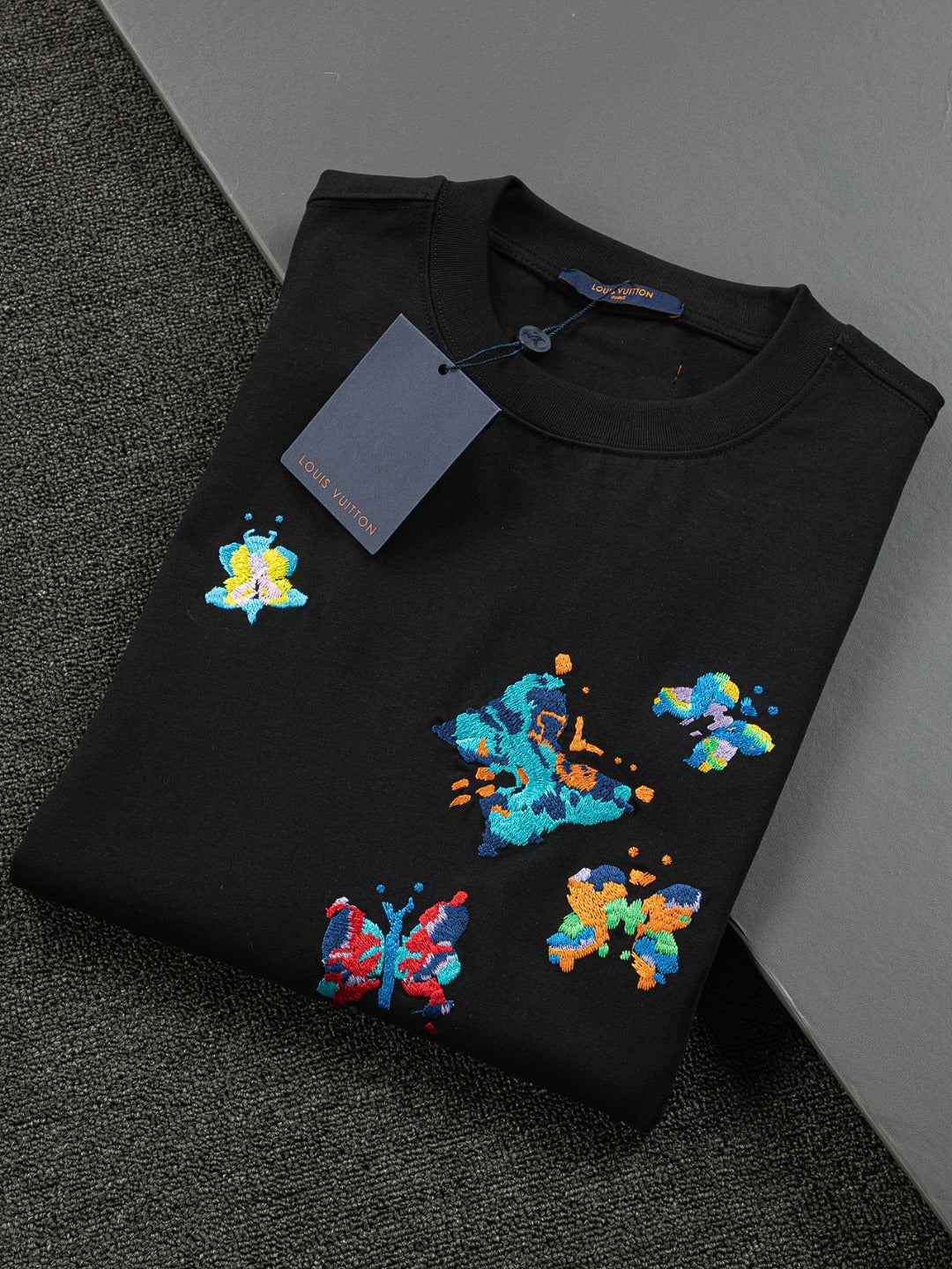250325 New colorful embroidered butterfly T-shirt