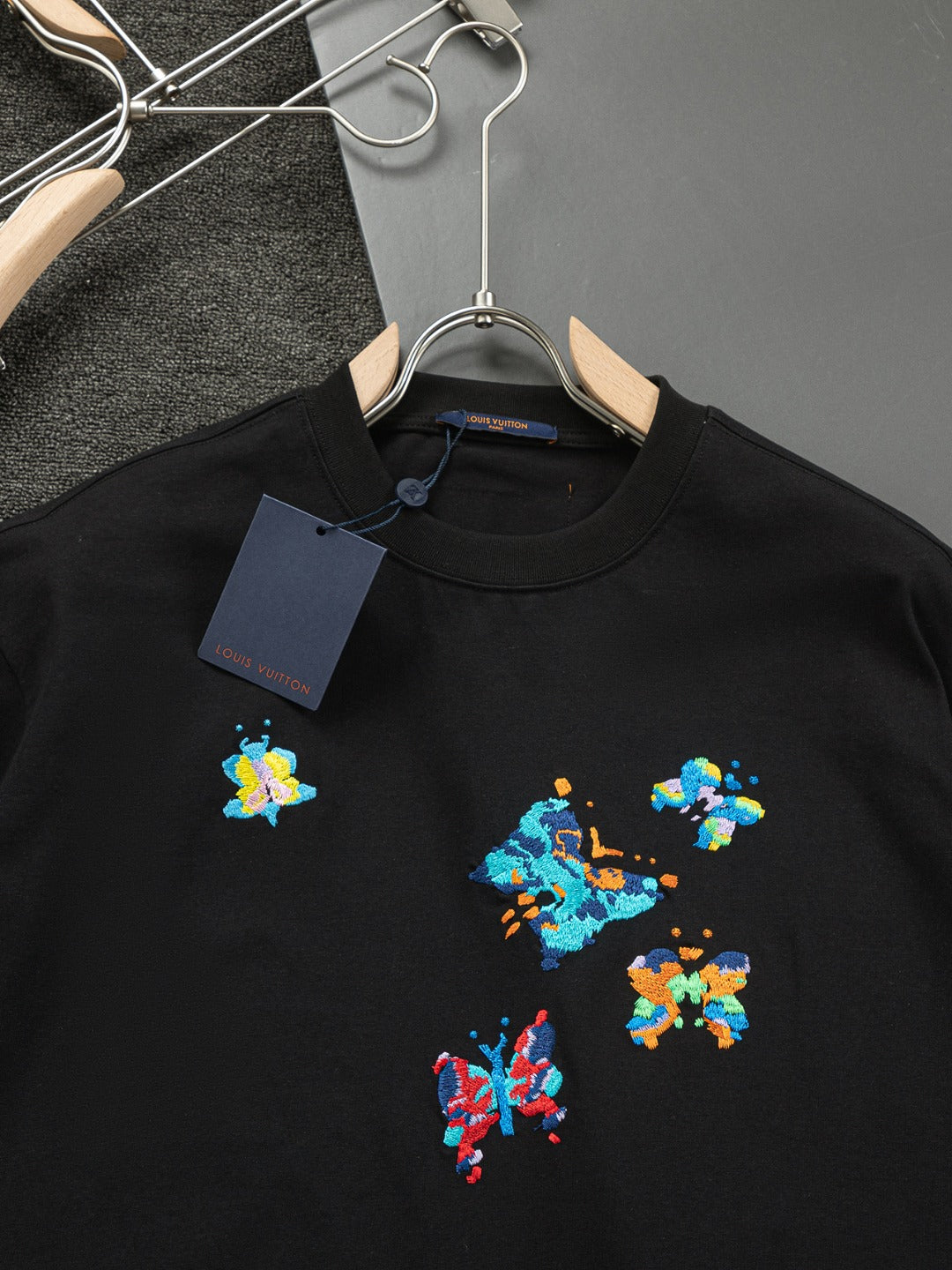 250325 New colorful embroidered butterfly T-shirt