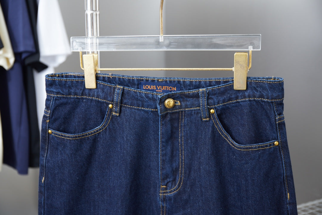 250325 New high quality rope monogram embroidered denim shorts