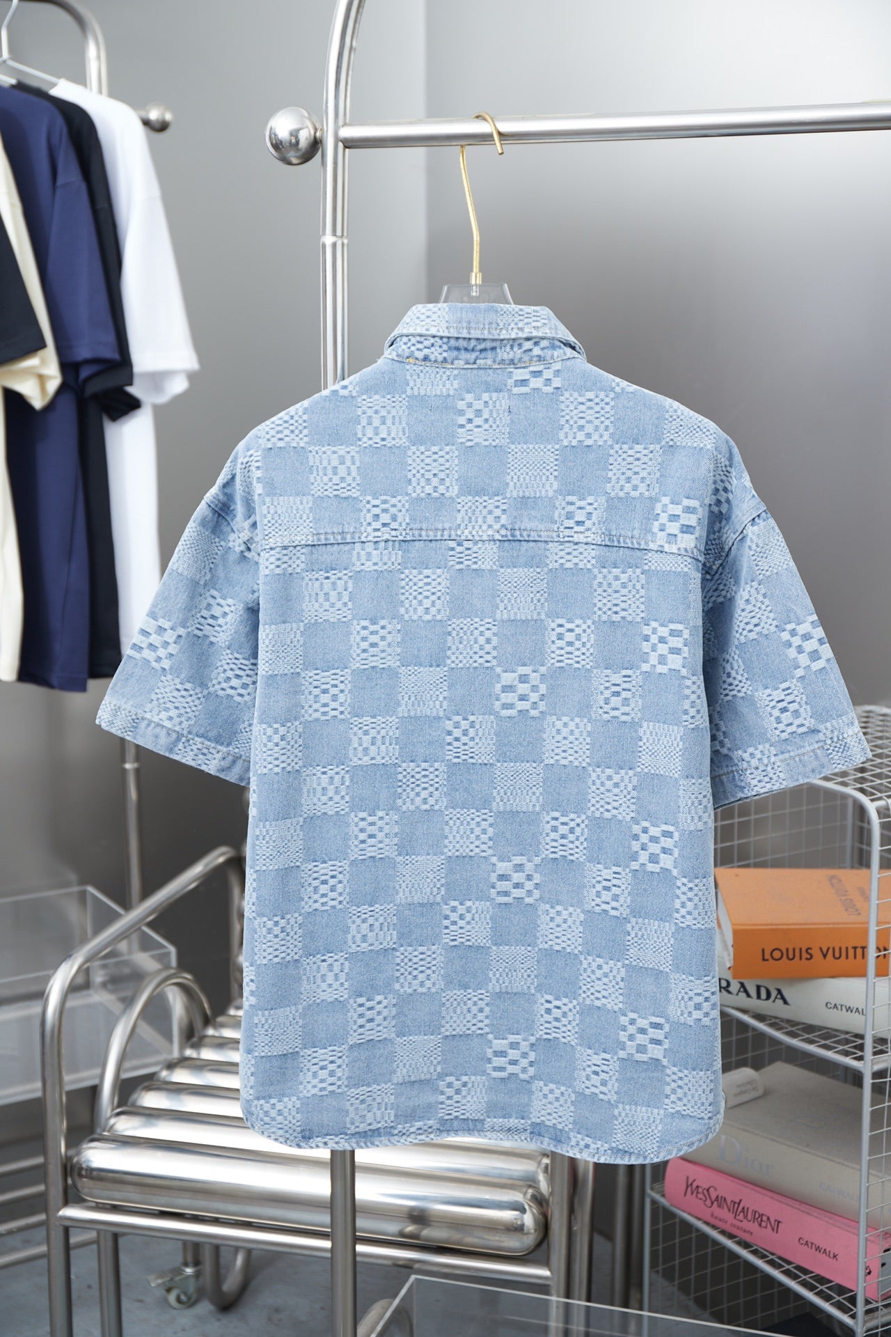 250404 New high-quality checkered denim signature polo vest