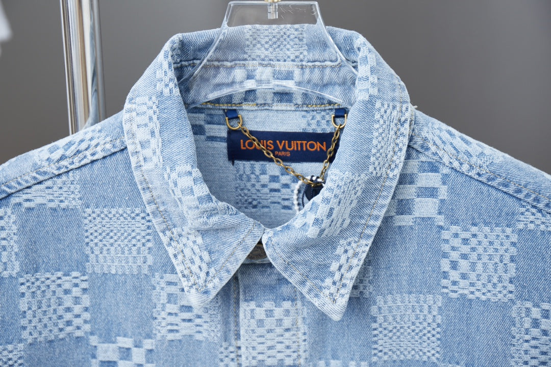 250404 New high-quality checkered denim signature polo vest