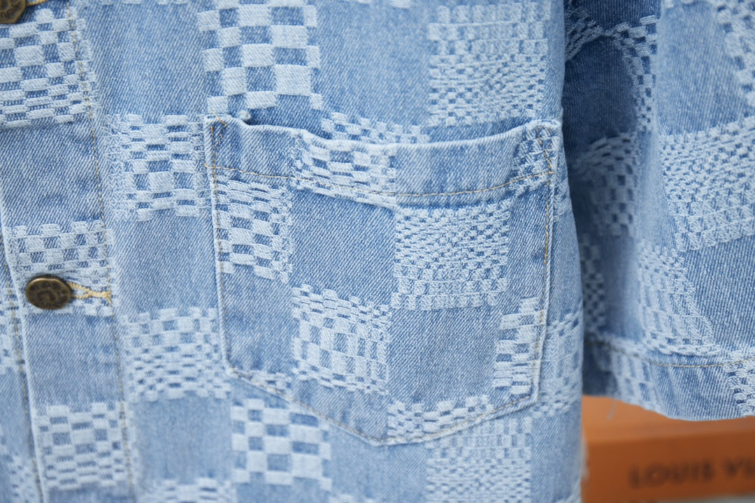 250404 New high-quality checkered denim signature polo vest