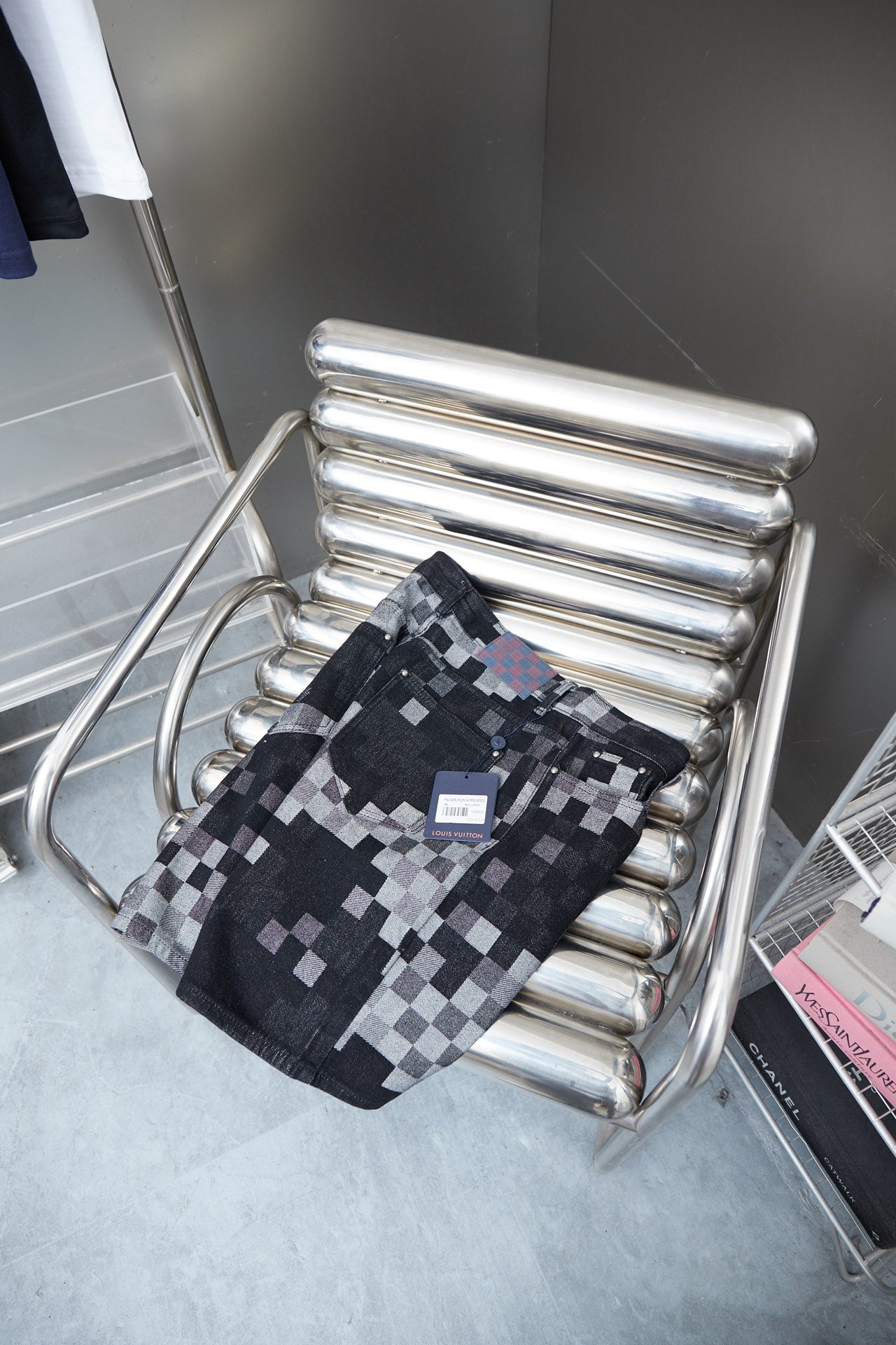 250404 New high-quality checkered denim feature shorts