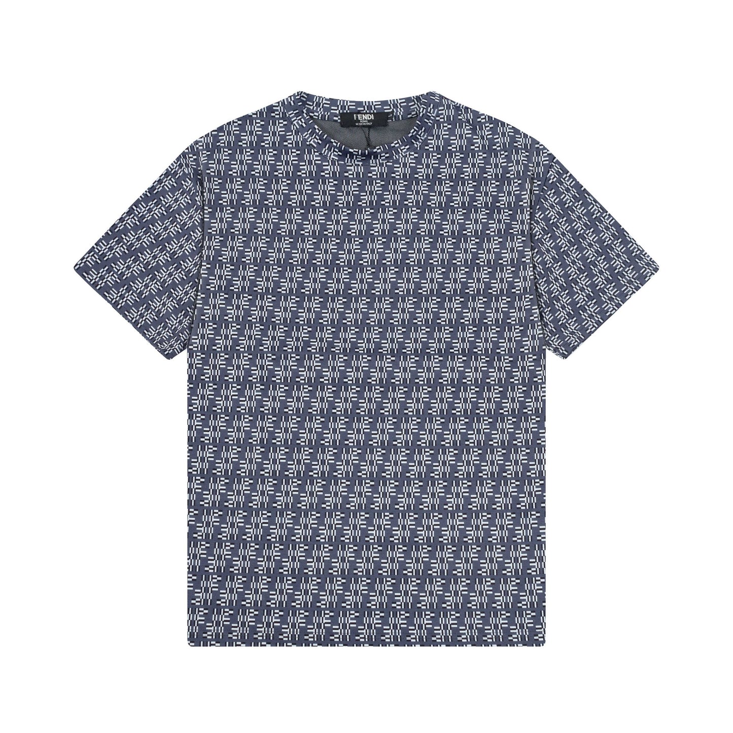 250404 New high-quality blue full-print knitted T-shirt