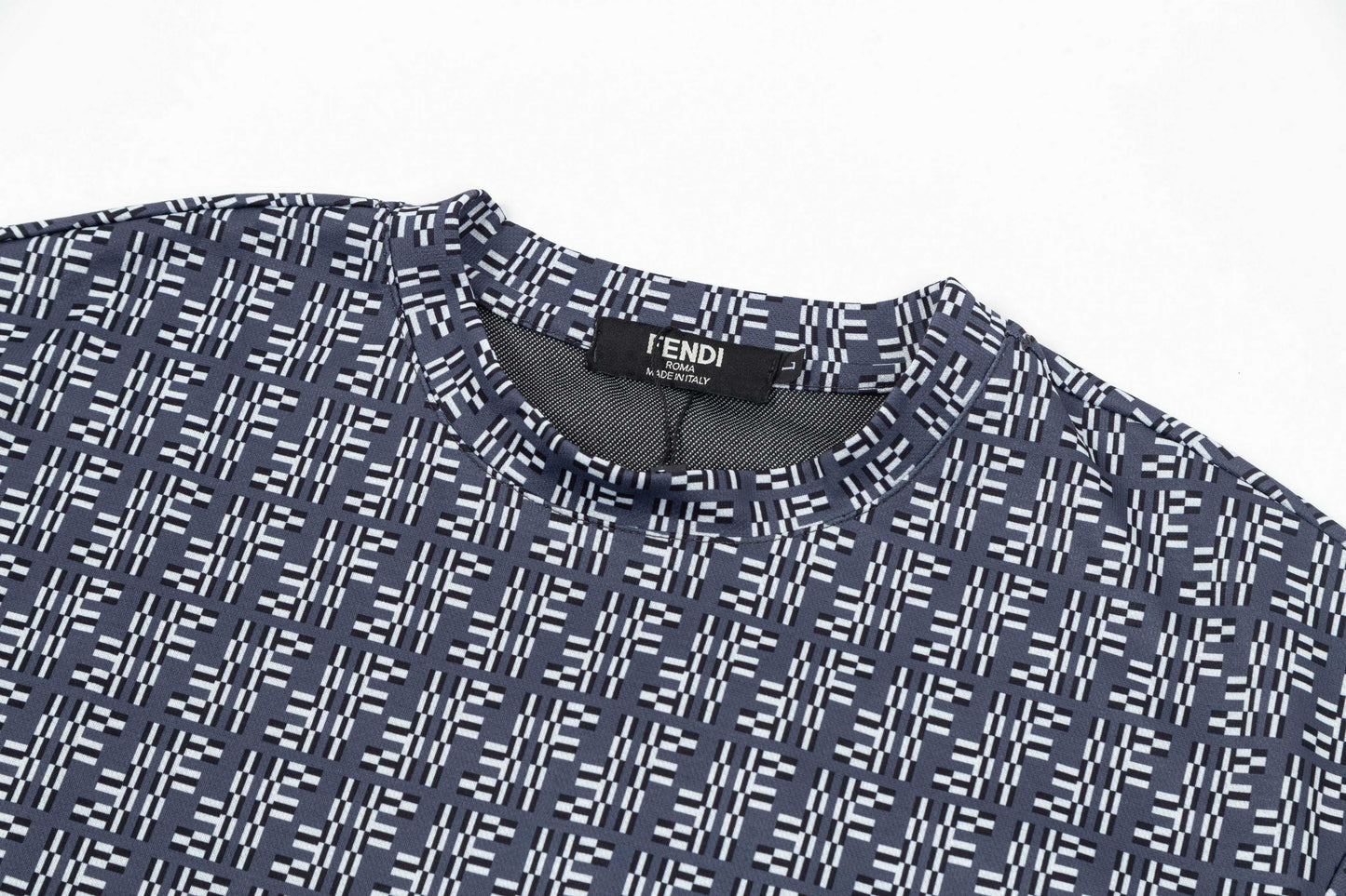 250404 New high-quality blue full-print knitted T-shirt