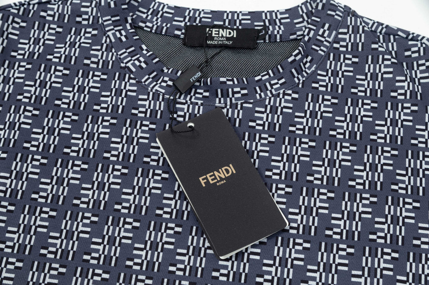250404 New high-quality blue full-print knitted T-shirt