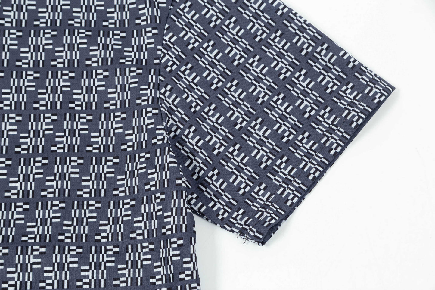 250404 New high-quality blue full-print knitted T-shirt