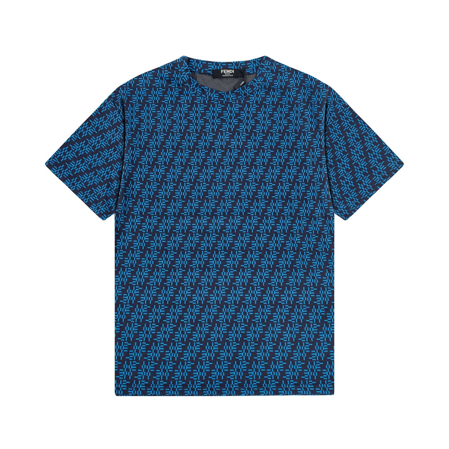 250404 New high-quality blue full-print knitted T-shirt