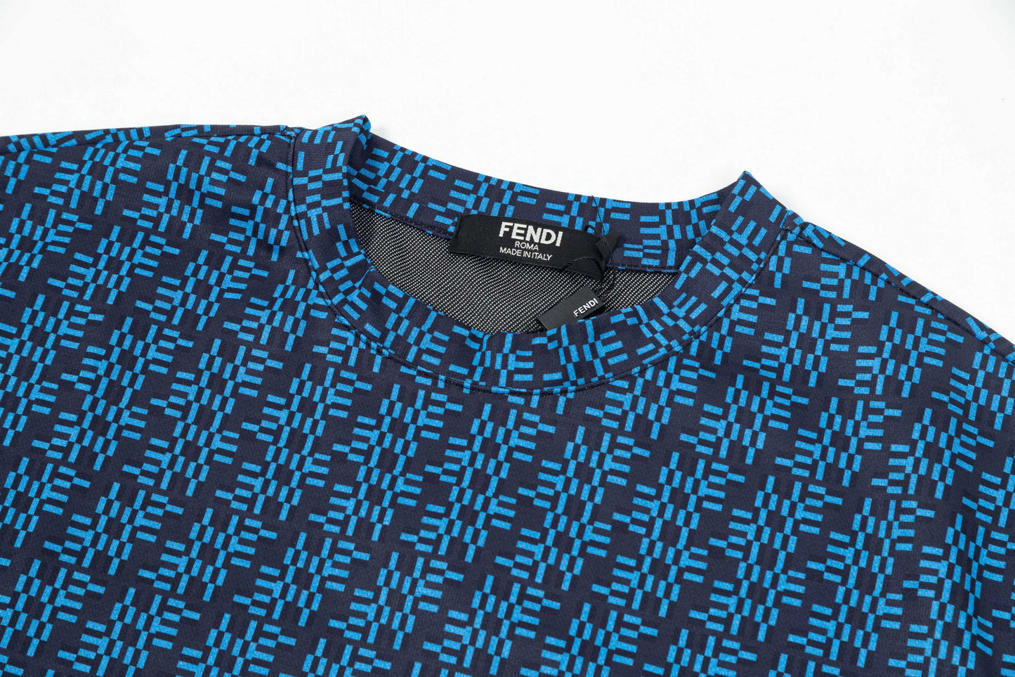 250404 New high-quality blue full-print knitted T-shirt