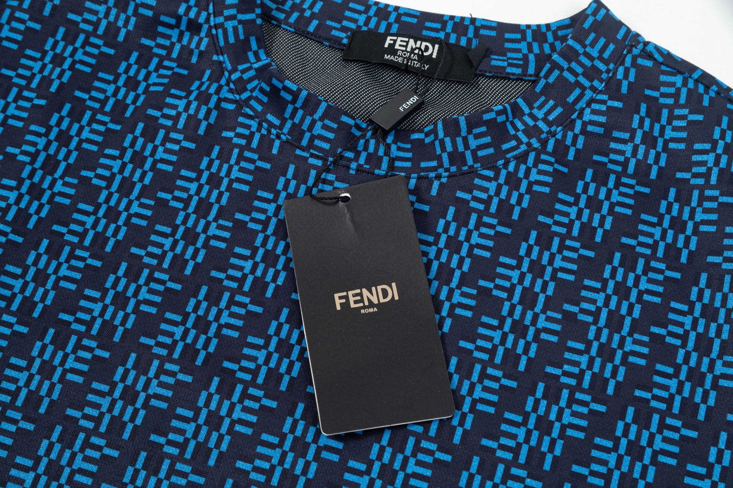 250404 New high-quality blue full-print knitted T-shirt
