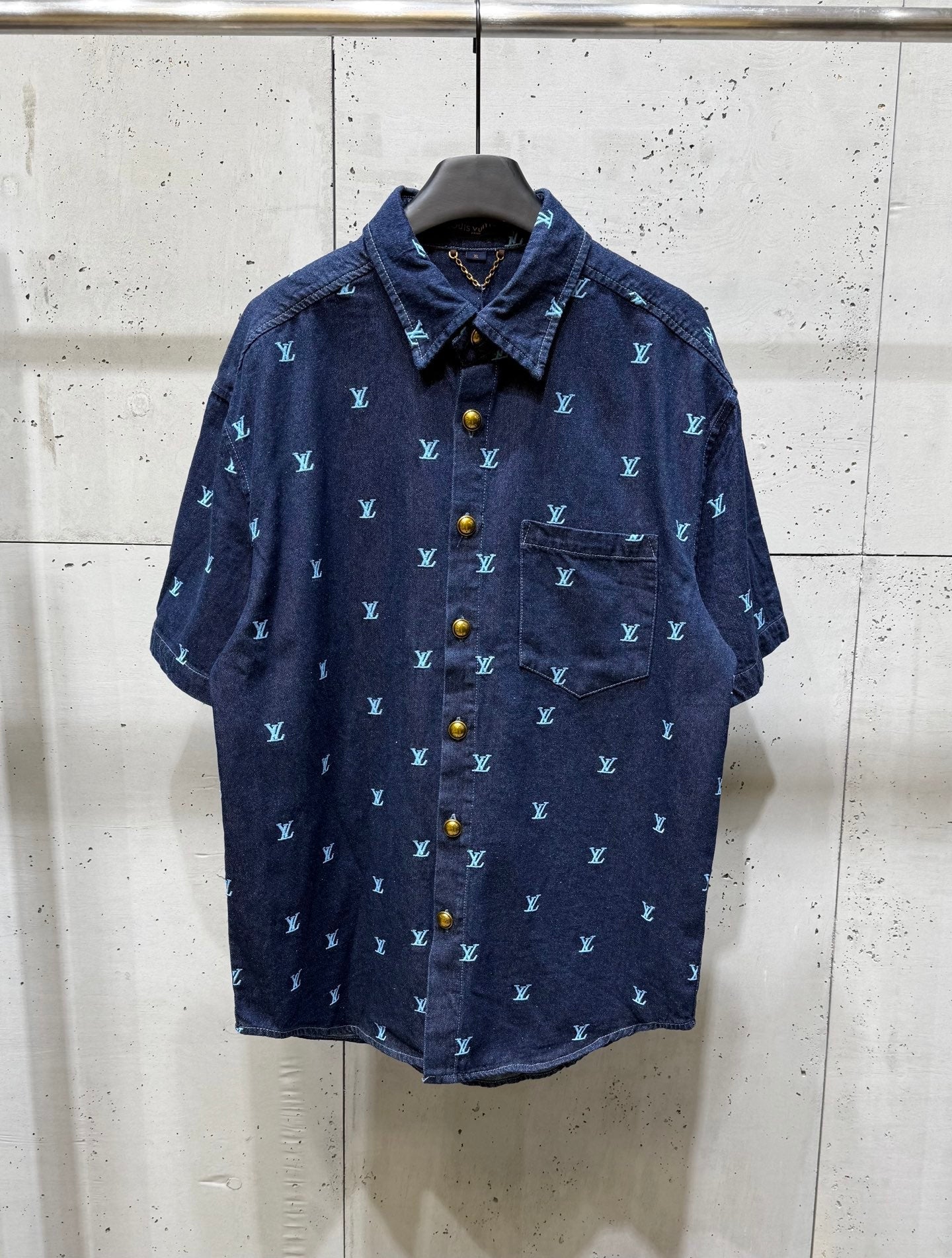 250404 New high-quality blue letter embroidered denim suit