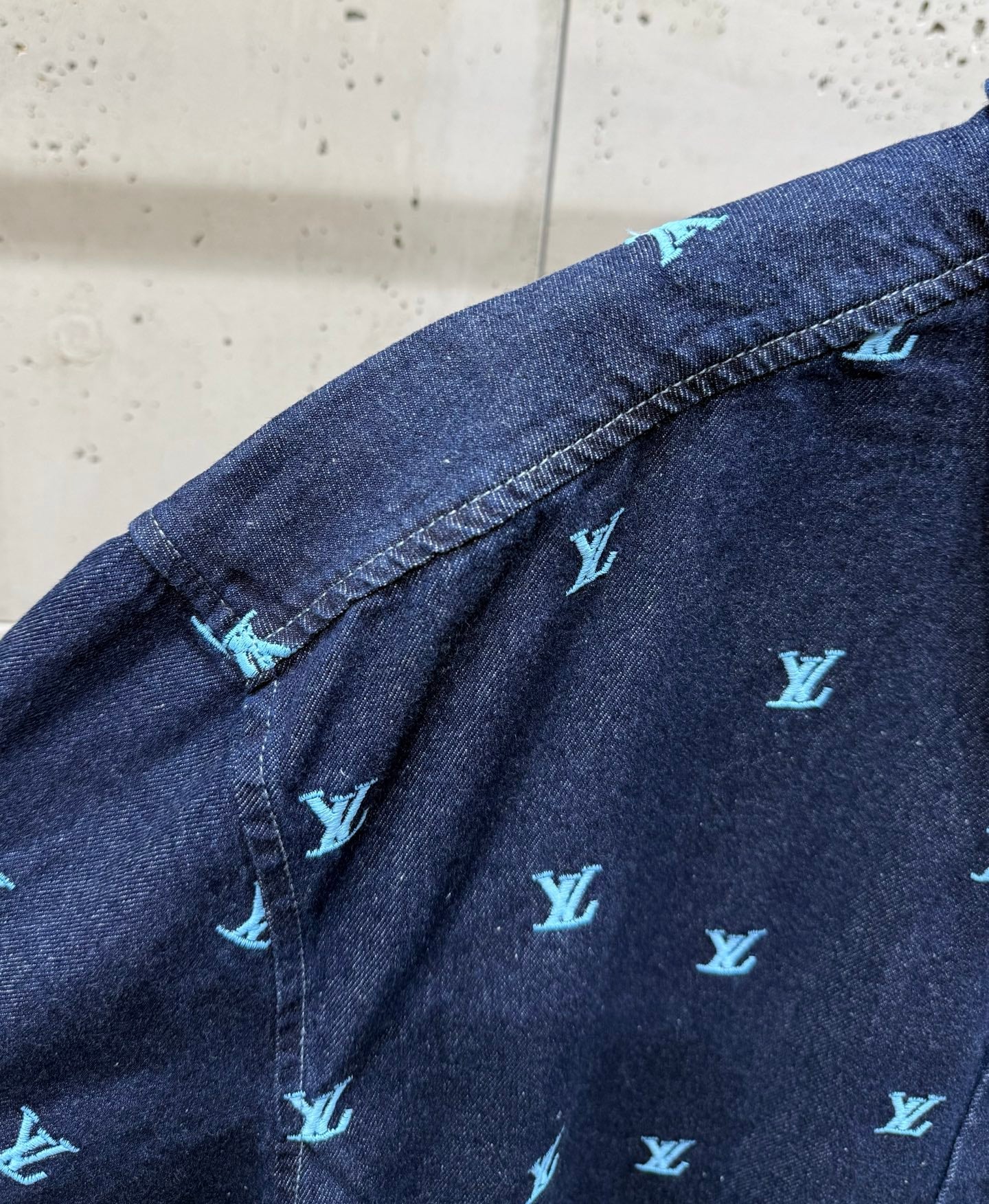 250404 New high-quality blue letter embroidered denim suit