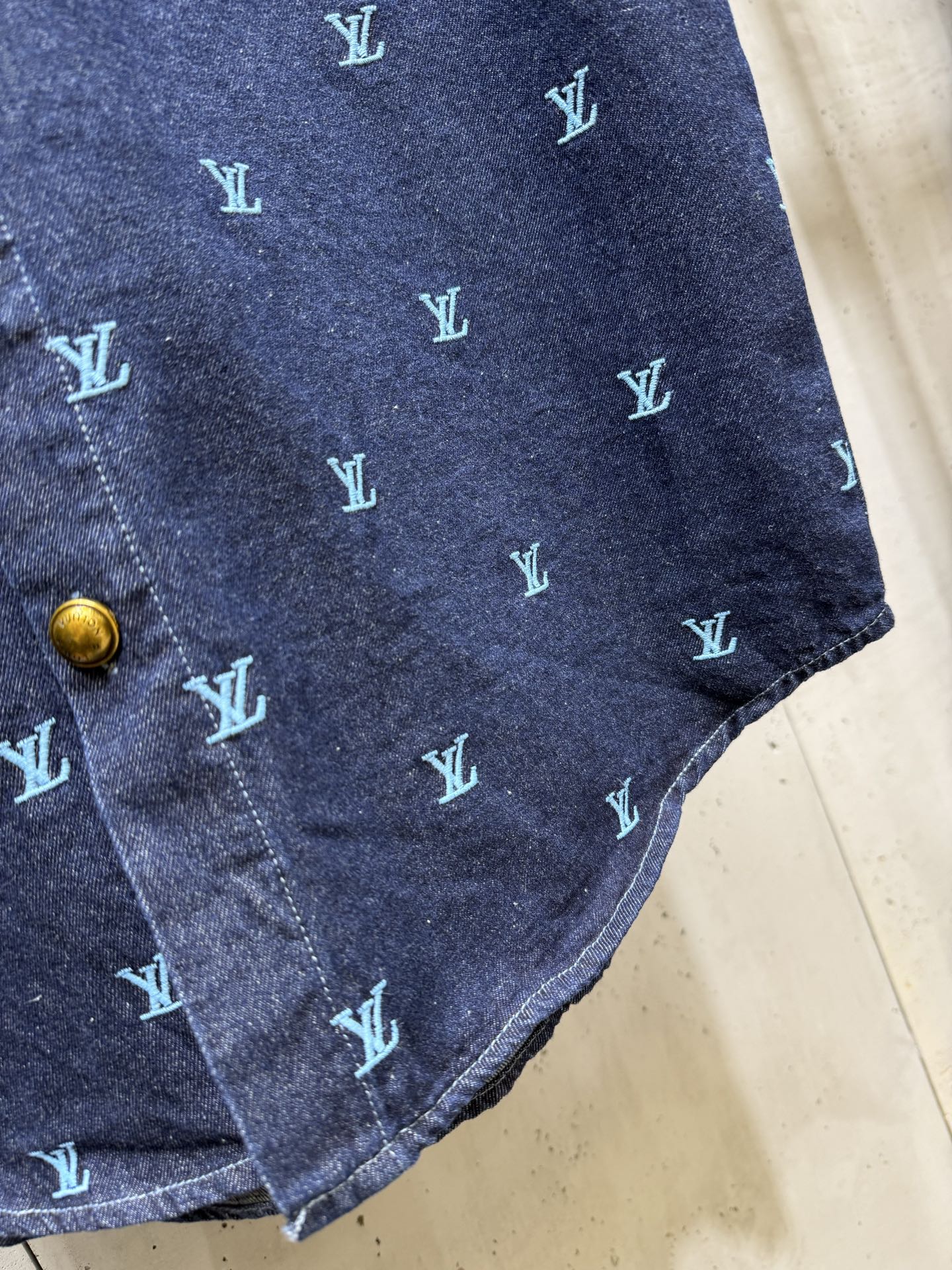 250404 New high-quality blue letter embroidered denim suit