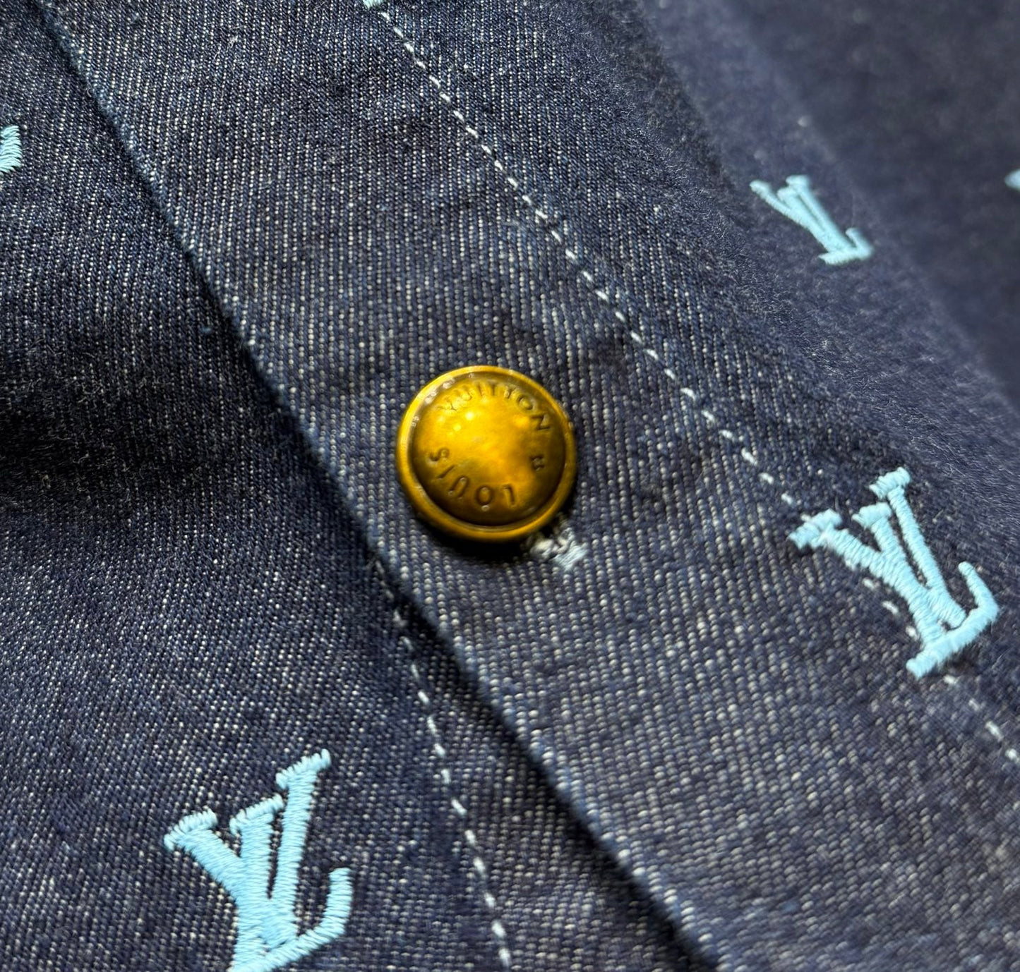 250404 New high-quality blue letter embroidered denim suit