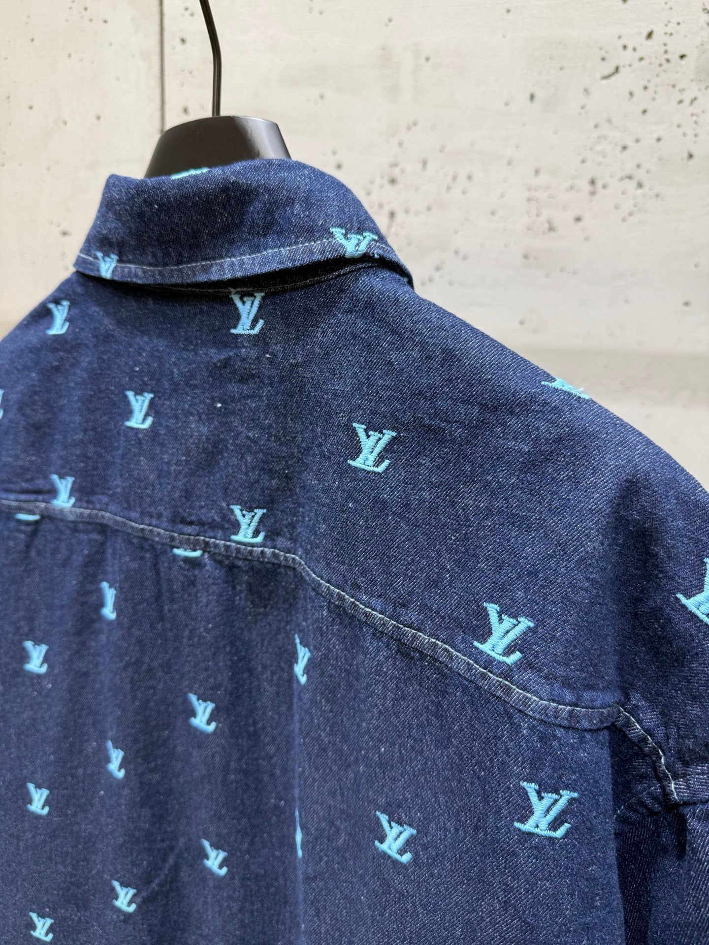 250404 New high-quality blue letter embroidered denim suit