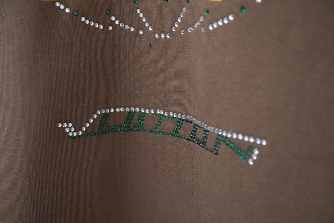 250404 New high-quality printed and diamond short-sleeved shirt