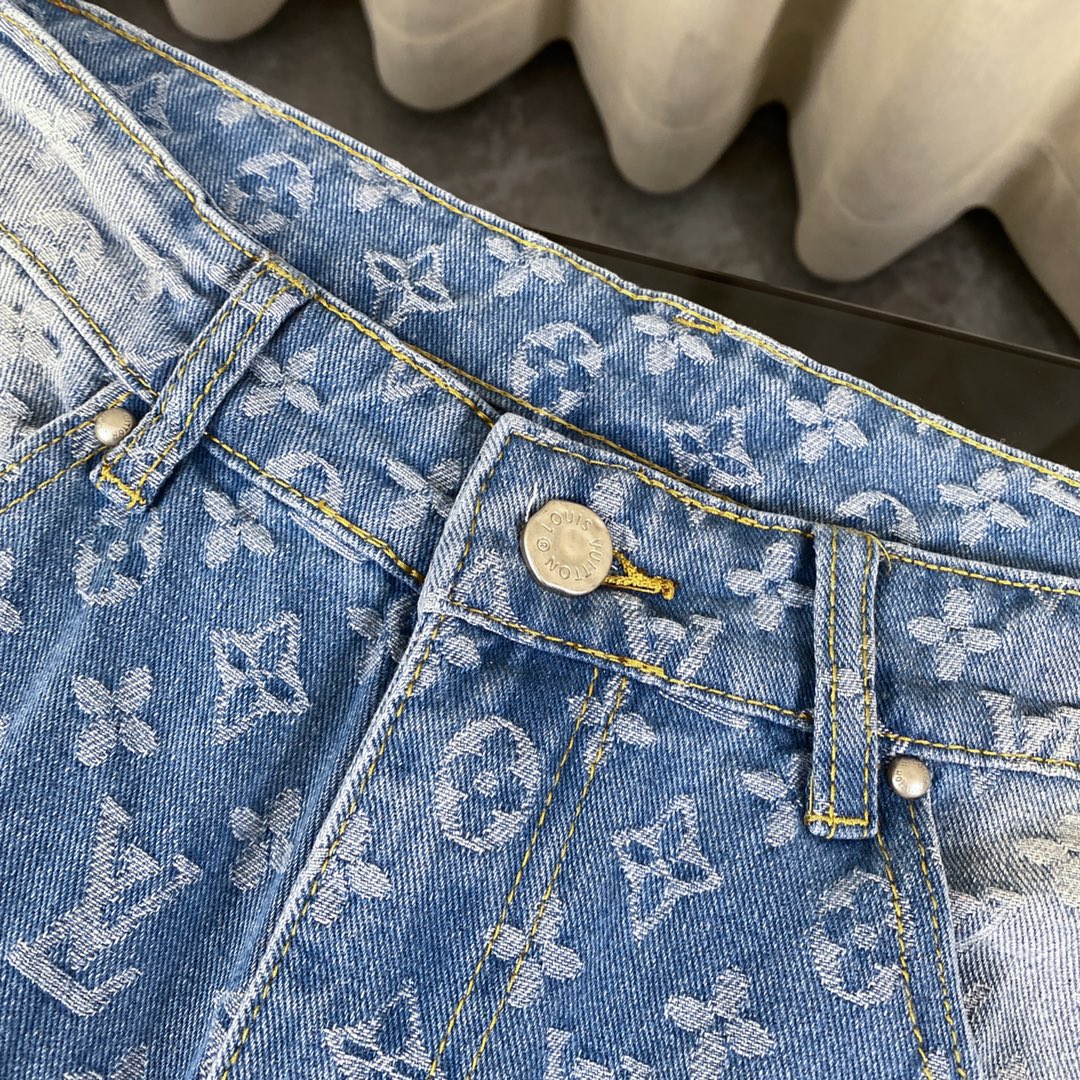 250408 New high-quality classic washed blue embossed jacquard jeans