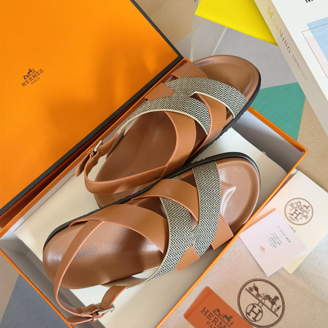 250501 New top-of-the-line simple cross-woven strap slippers