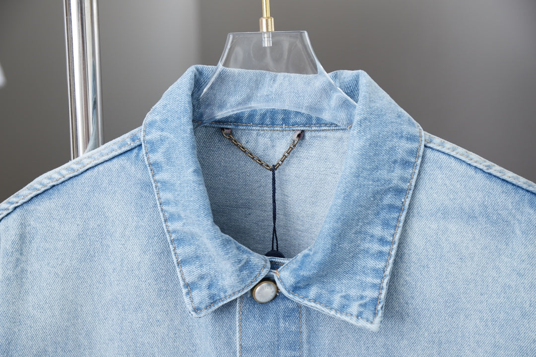 250513 New zipper-embroidered letter denim jacket