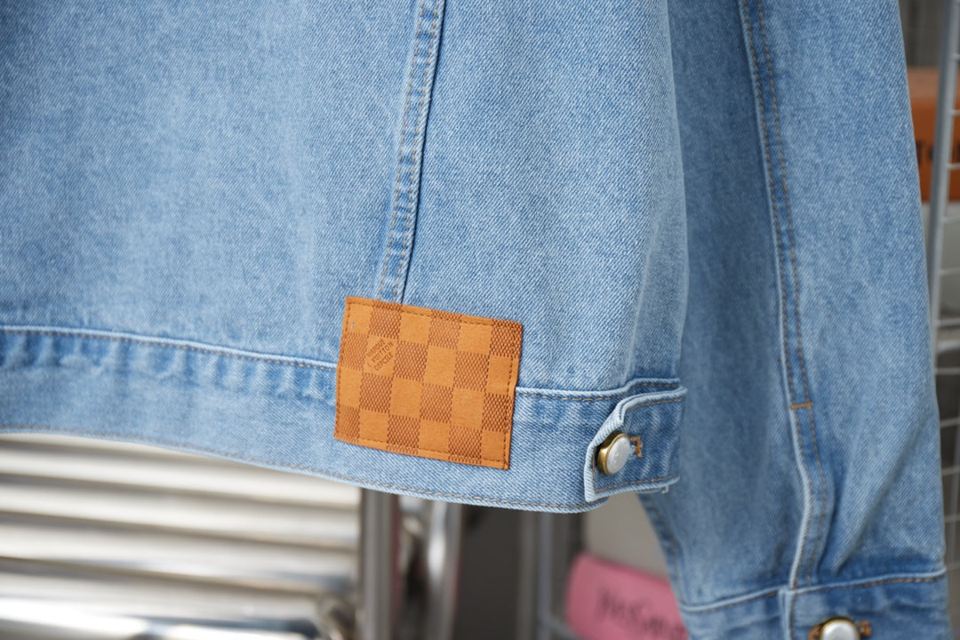 250513 New zipper-embroidered letter denim jacket