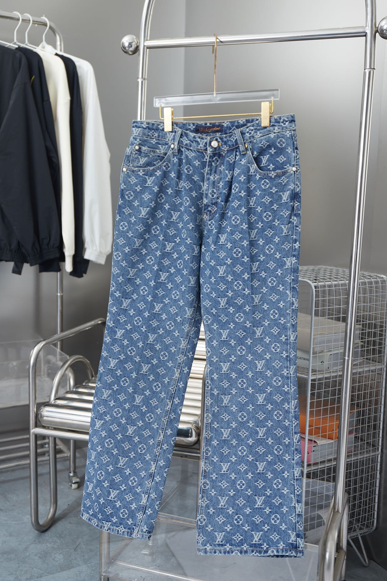 250513 Classic casual retro lettered denim trousers