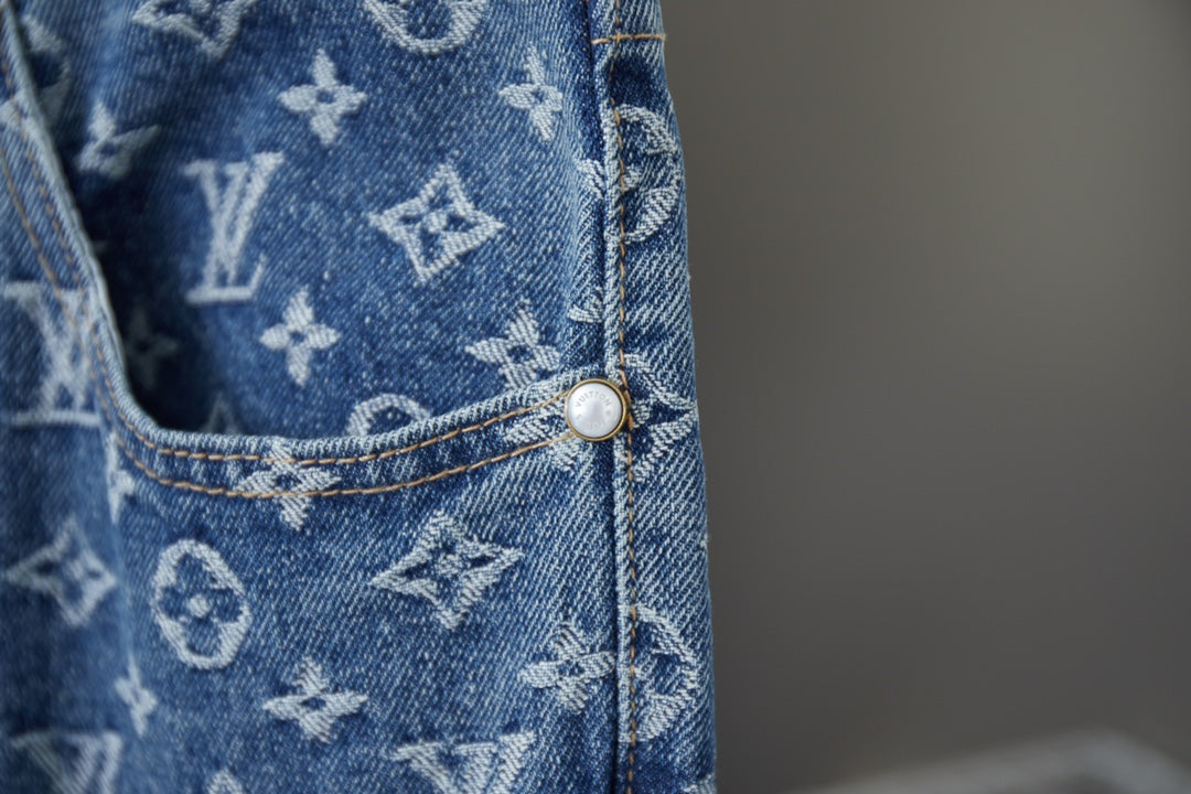 250513 Classic casual retro lettered denim trousers