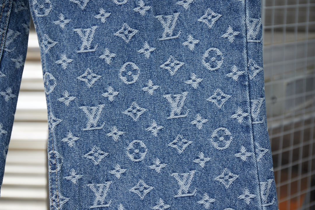 250513 Classic casual retro lettered denim trousers