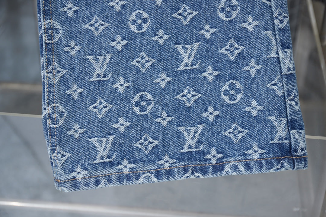 250513 Classic casual retro lettered denim trousers