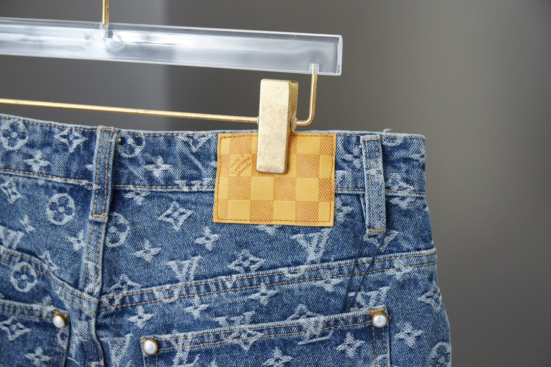 250513 Classic casual retro lettered denim trousers