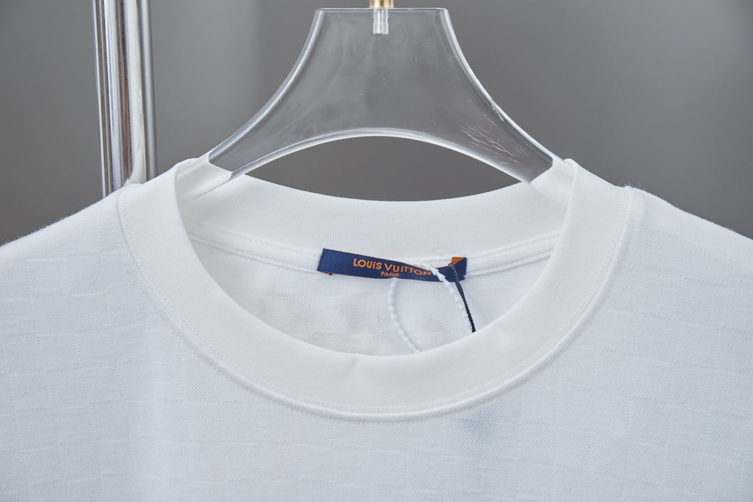 250513 New checkered jacquard crown embroidered T-shirt