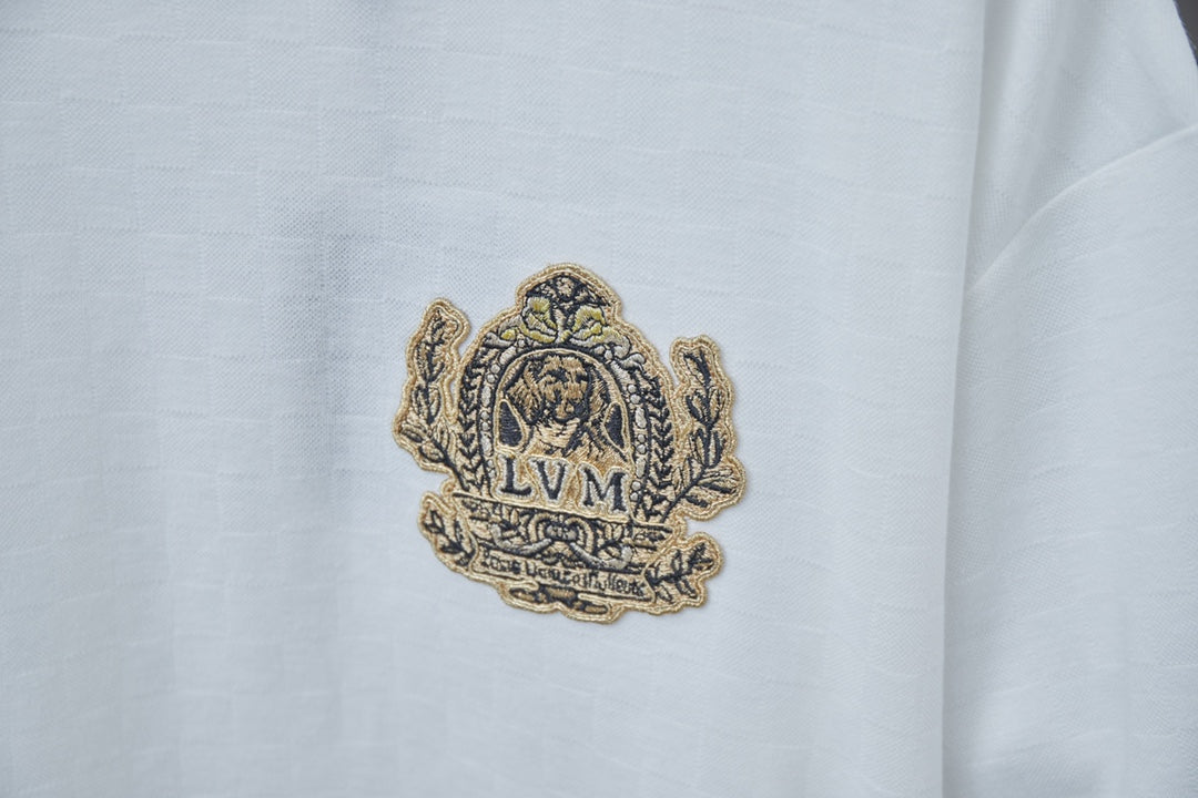 250513 New checkered jacquard crown embroidered T-shirt