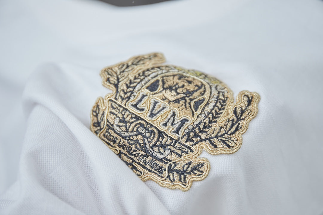 250513 New checkered jacquard crown embroidered T-shirt