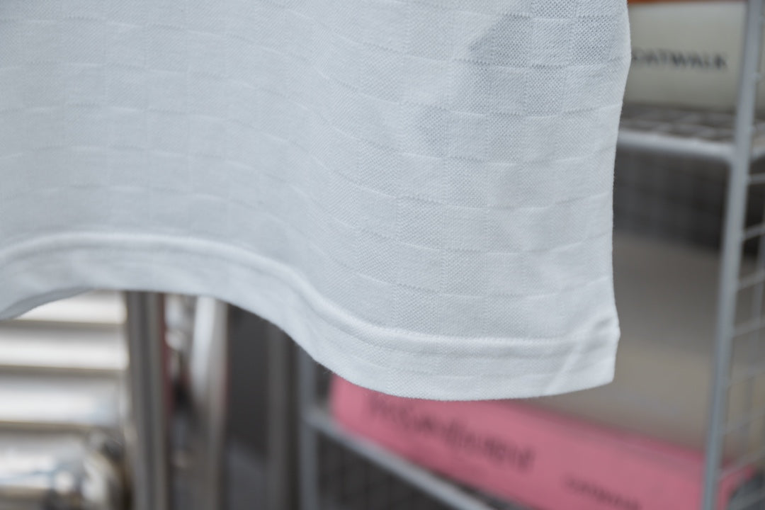 250513 New checkered jacquard crown embroidered T-shirt