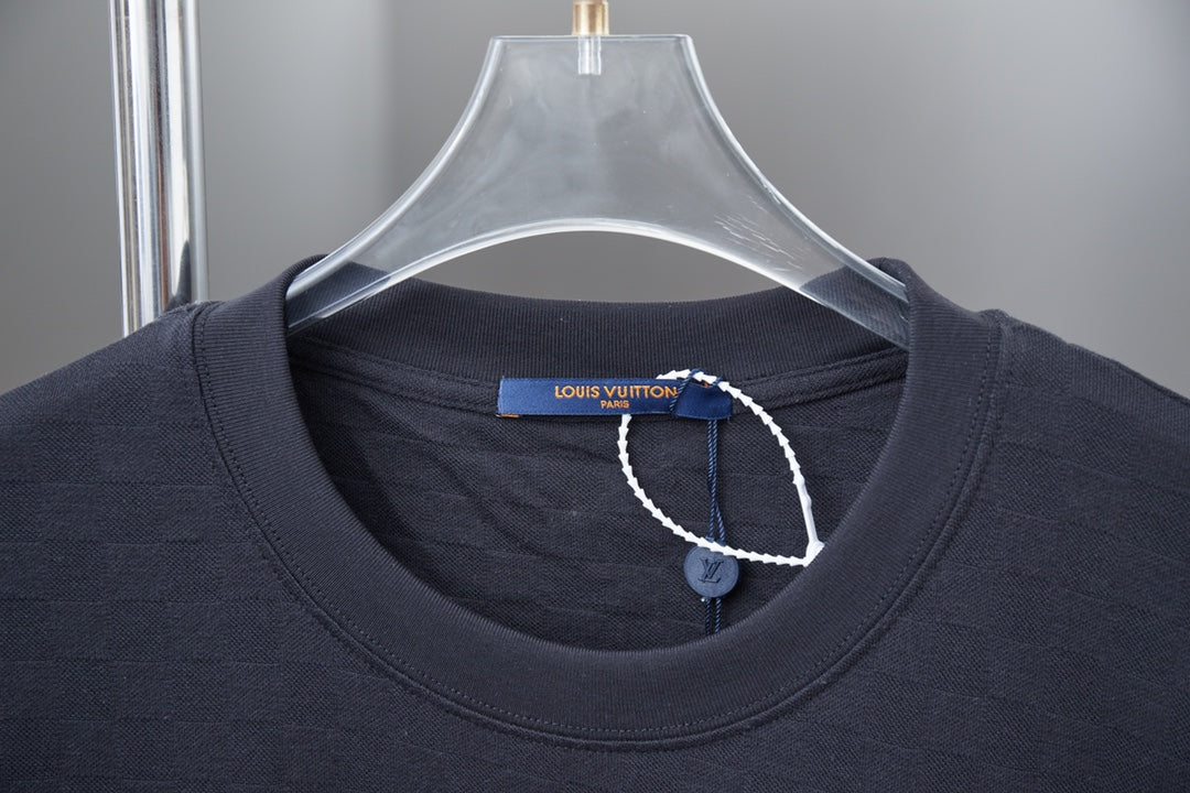 250513 New checkered jacquard crown embroidered T-shirt