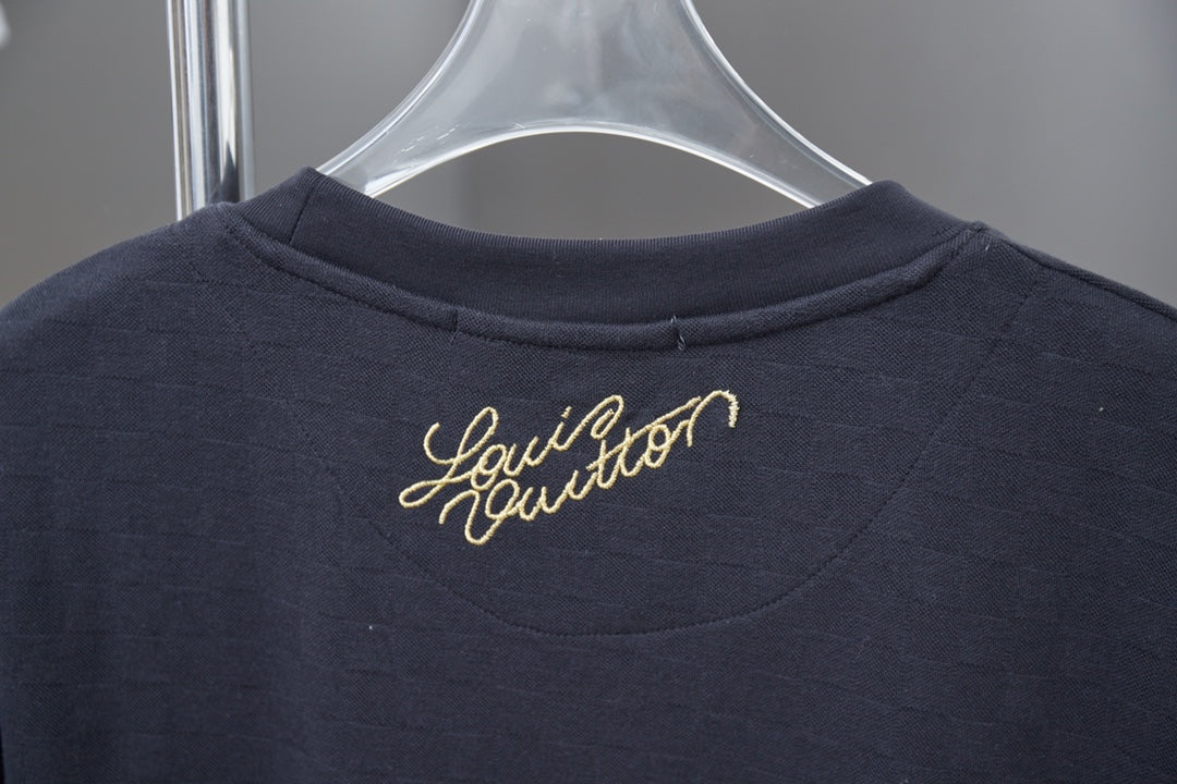250513 New checkered jacquard crown embroidered T-shirt