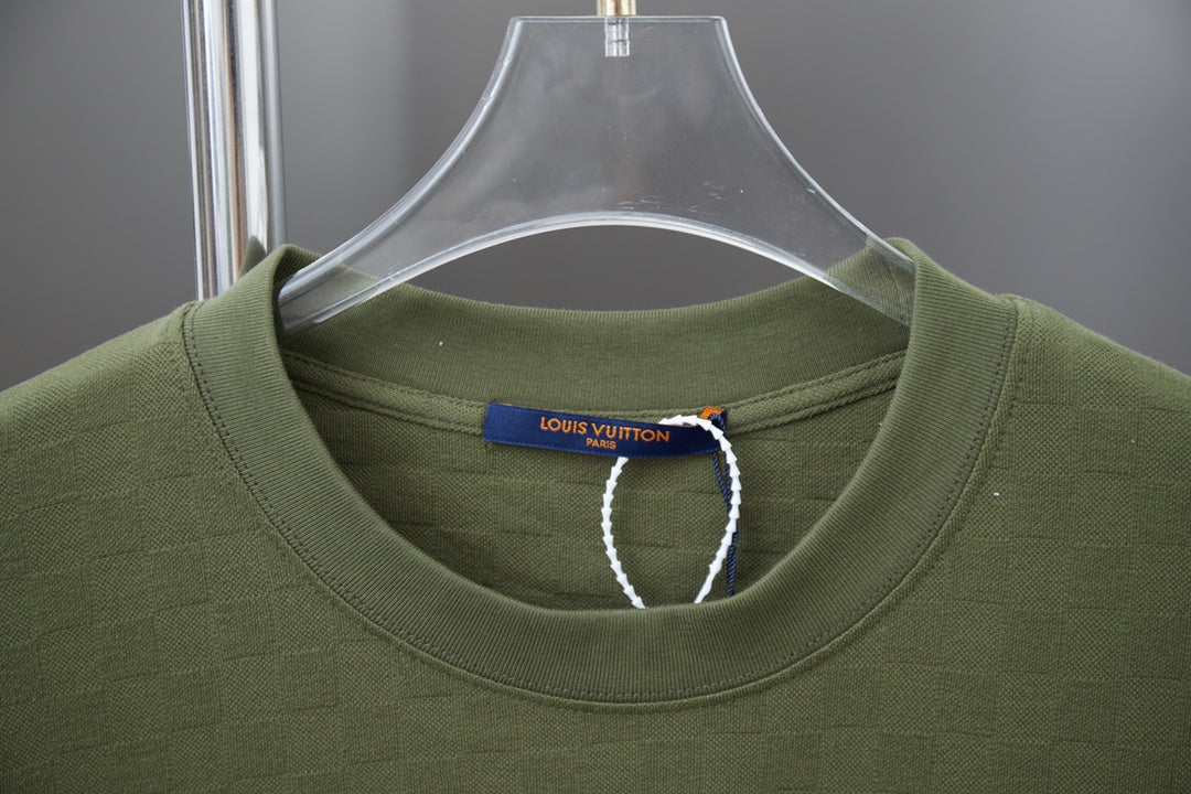 250513 New checkered jacquard crown embroidered T-shirt